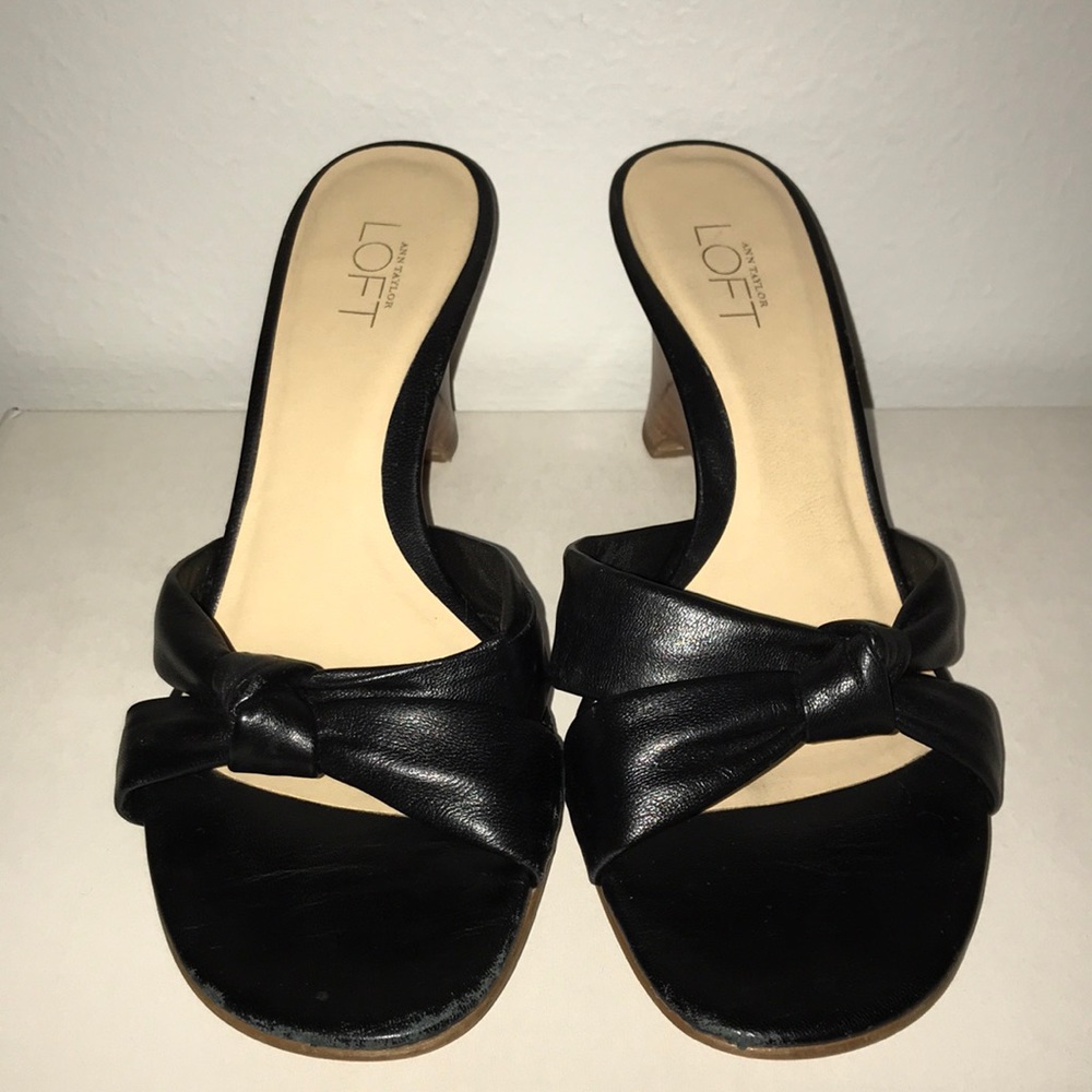 Ann Taylor Loft Black Slides Shoes Size 6.5